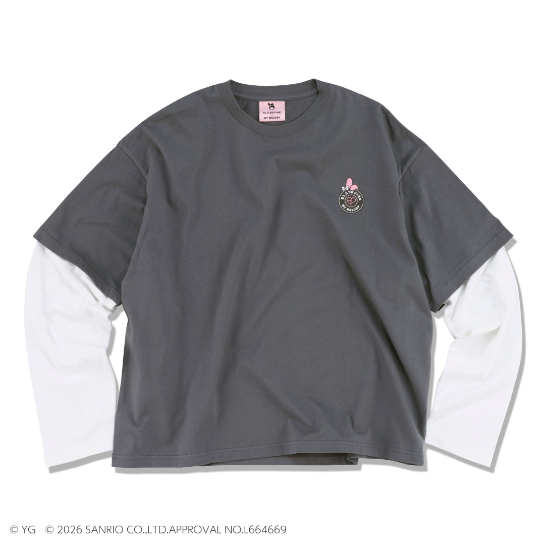 【マイメロディ】長袖レイヤードTシャツ (GRAY)