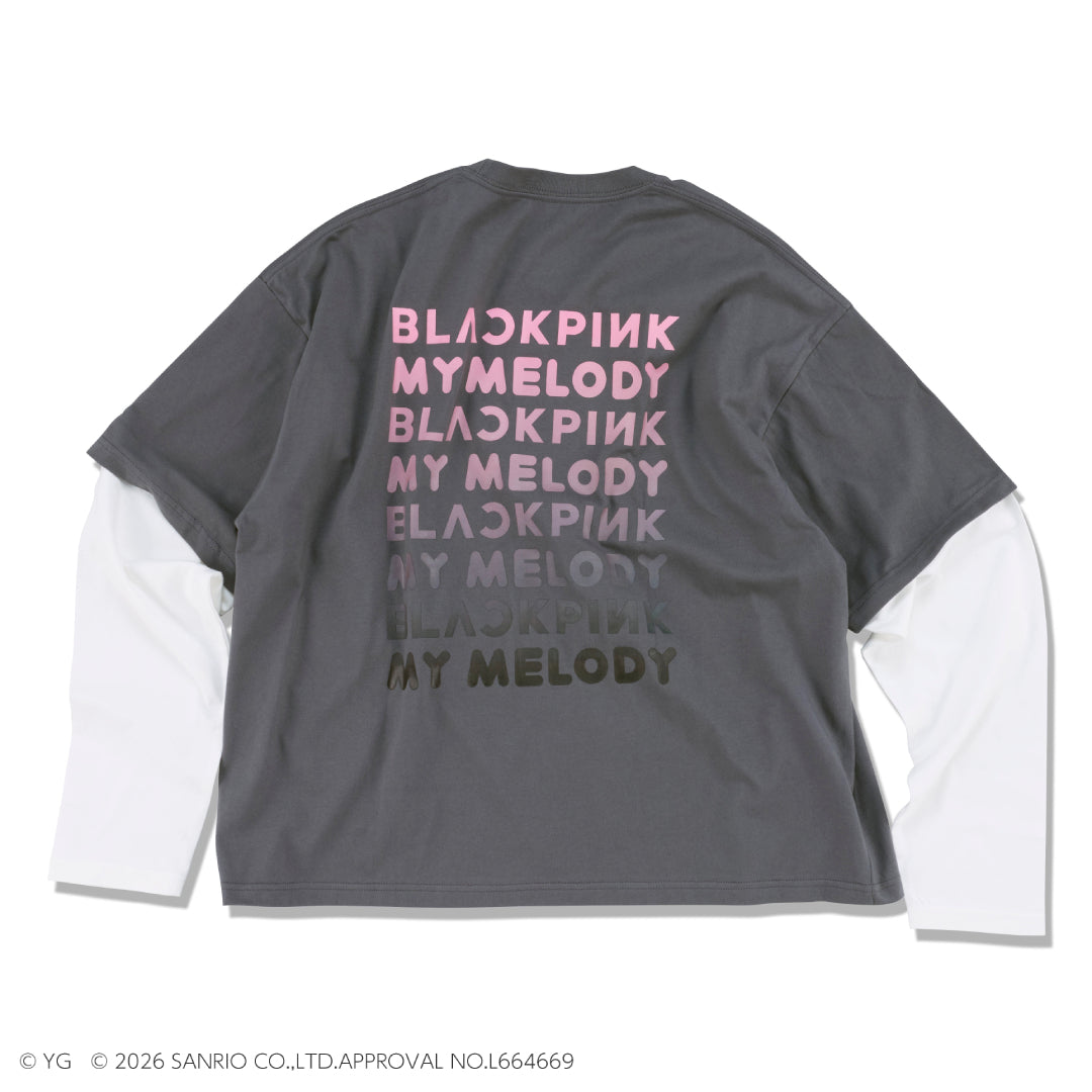 【マイメロディ】長袖レイヤードTシャツ (GRAY)