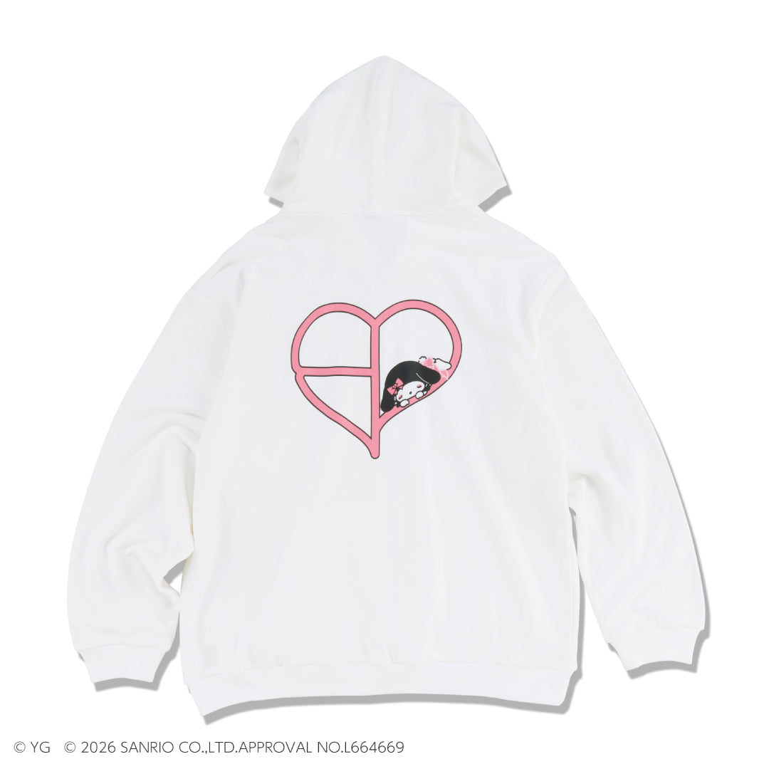 【マイメロディ】ZIP-UPフーディー HEART LOGO (WHITE)